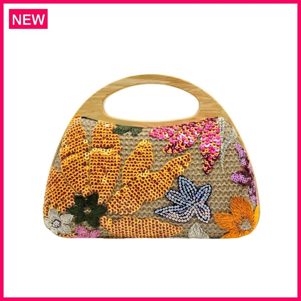 Straw Clutch Evening Bag with Removable Chain, Hand-Woven for Weddings & Parties